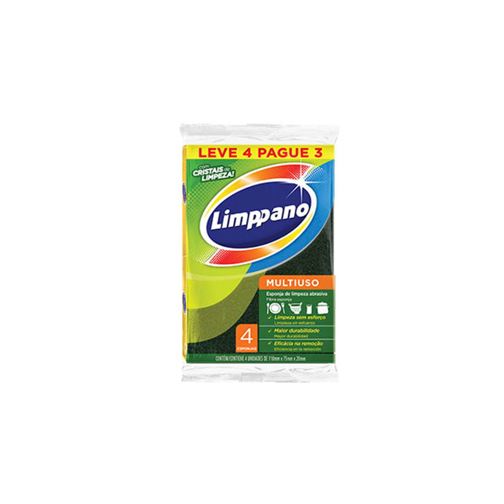 ESPONJA MULTIUSO LIMPPANO COM 4