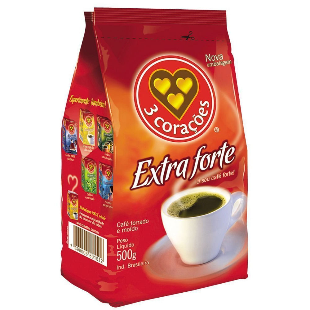 CAFE 3 CORAÇÕES EXTRA FORTE 500G