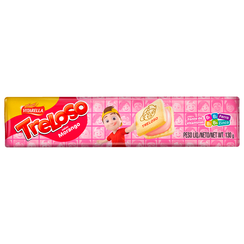 BISCOITO RECHEADO CLUBINHO TRELOSO MORANGO 130G