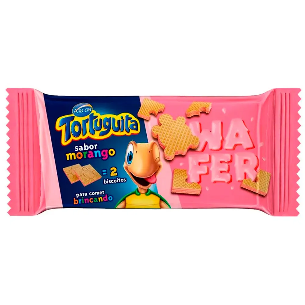 BISCOITO WAFER TORTUGUITA MORANGO 85G