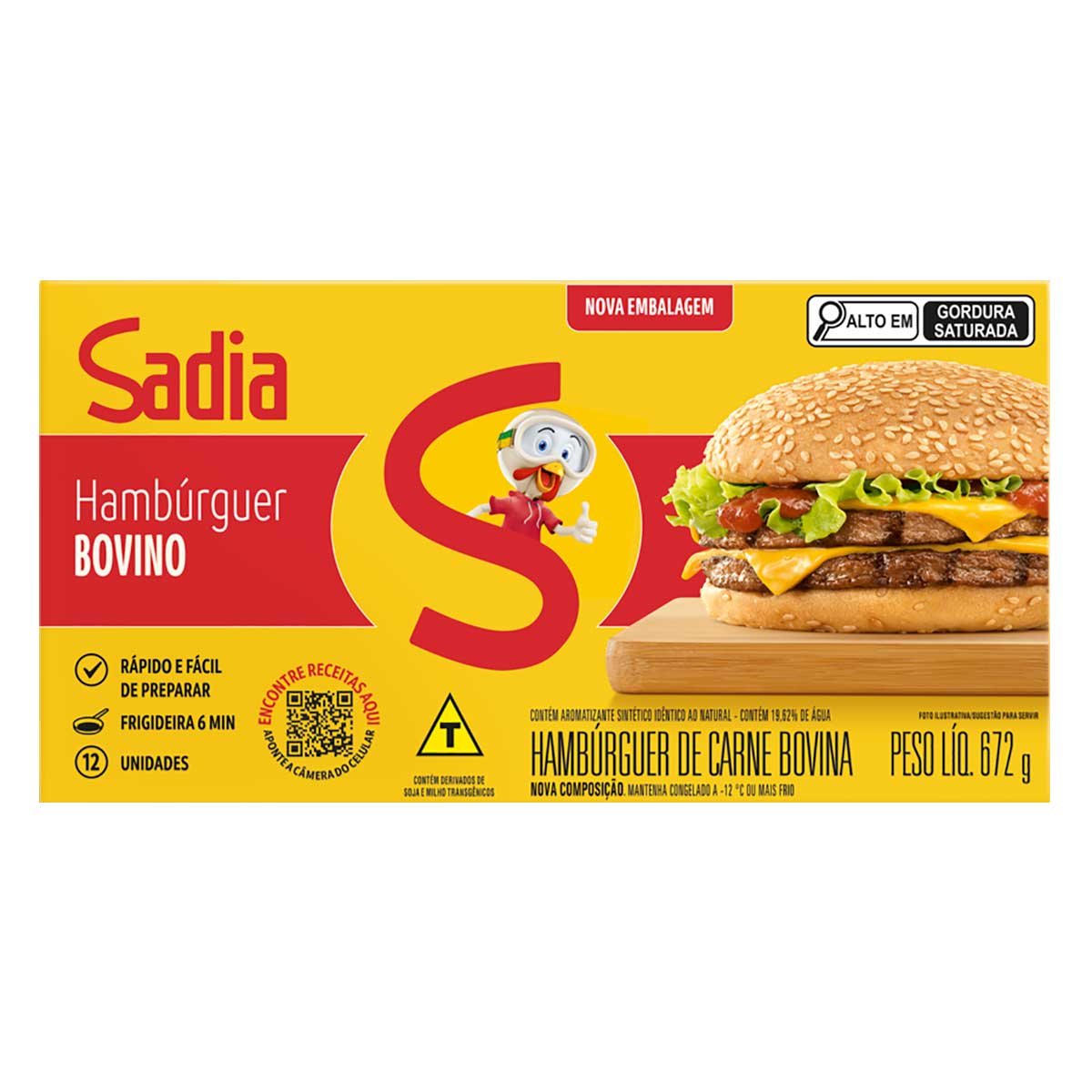 HAMBURGER BOVINO SADIA 12 UN CAIXA