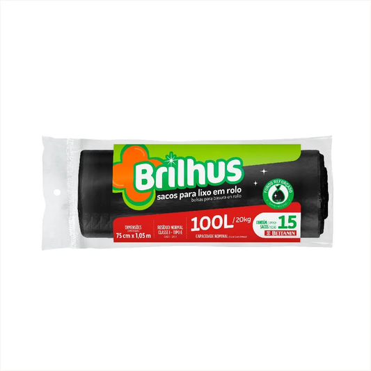 SACO DE LIXO BRILHUS ROLO 100L