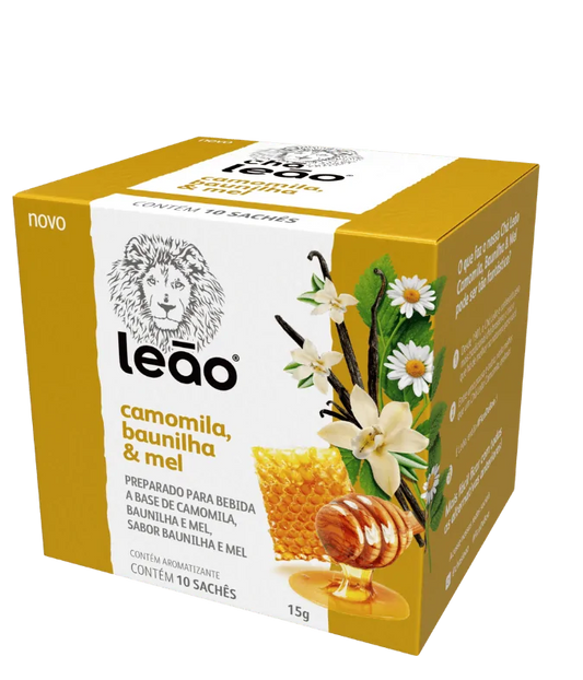 CHA LEAO PREMIUM CAMOMILA BAUNILHA E MEL 16G