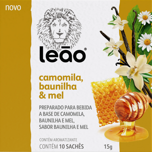 CHA LEAO PREMIUM CAMOMILA BAUNILHA E MEL 16G