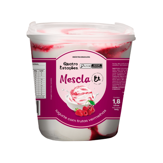 SORVETE MEZCLA IOGURTE C/ FRUTAS VERM. 4 ESTACOES 1,8L