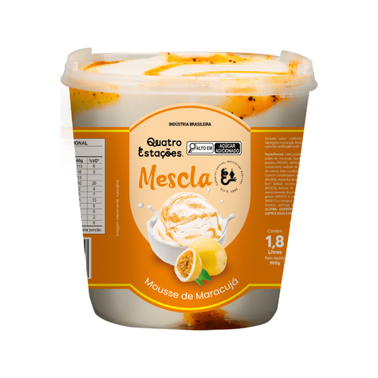 SORVETE MEZCLA MOUSSE DE MARACUJA 4 ESTACOES 1,8L