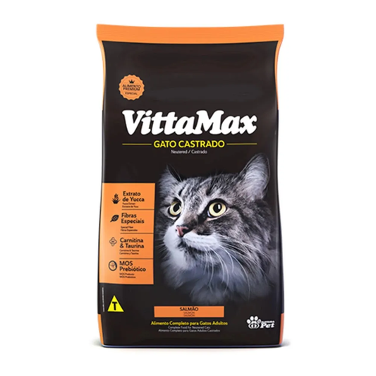 RAÇÃO VITTAMAX GATO CASTRADO SALMAO 1KG
